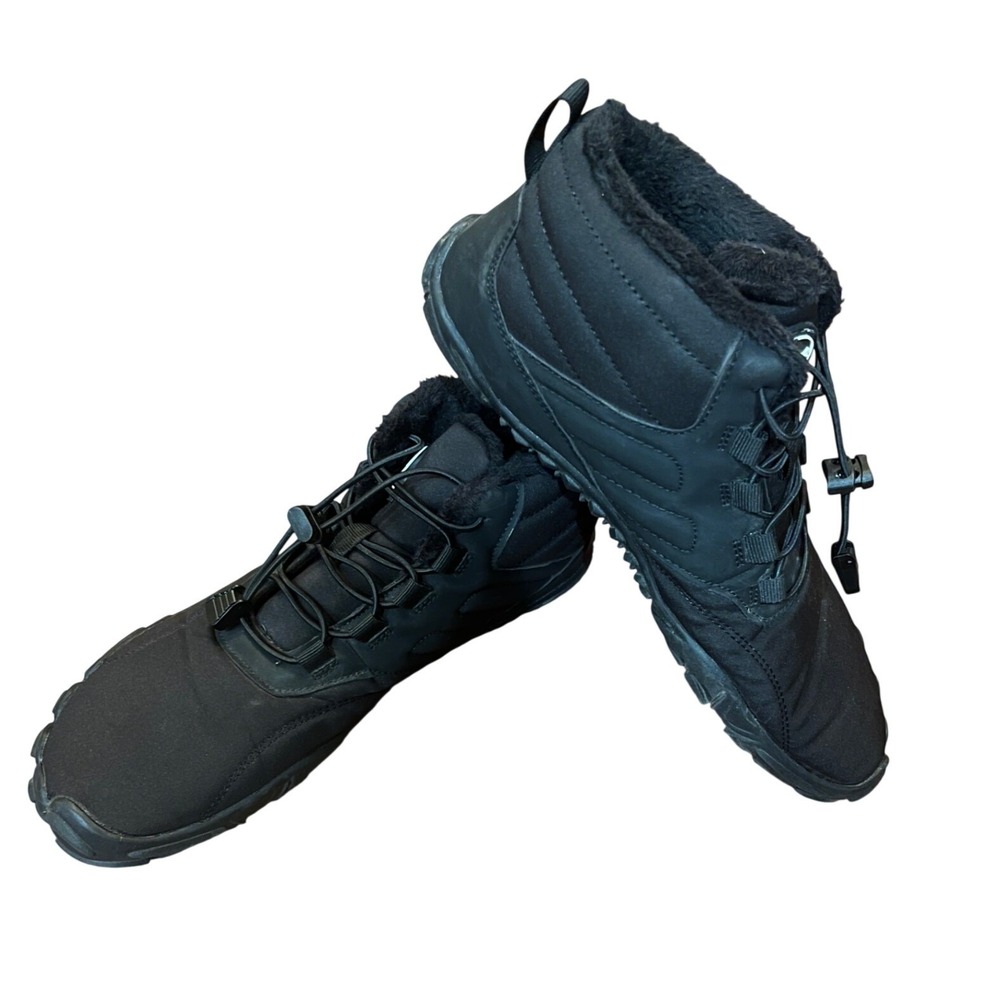 Hike Footwear Arctic Boots Women Black Barefoot Winter Faux Fur Size 10